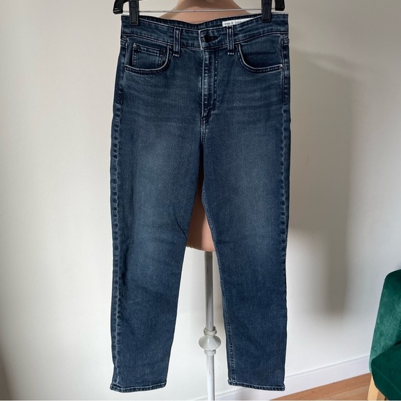 Rag & Bone Nina High-Rise Ziggy Wash Blue Stretch Denim Cigarette Jeans EUC 26 - Picture 2 of 10